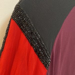 L.A.M.B. By Gwen Stefani Burgundy silk beaded blouse